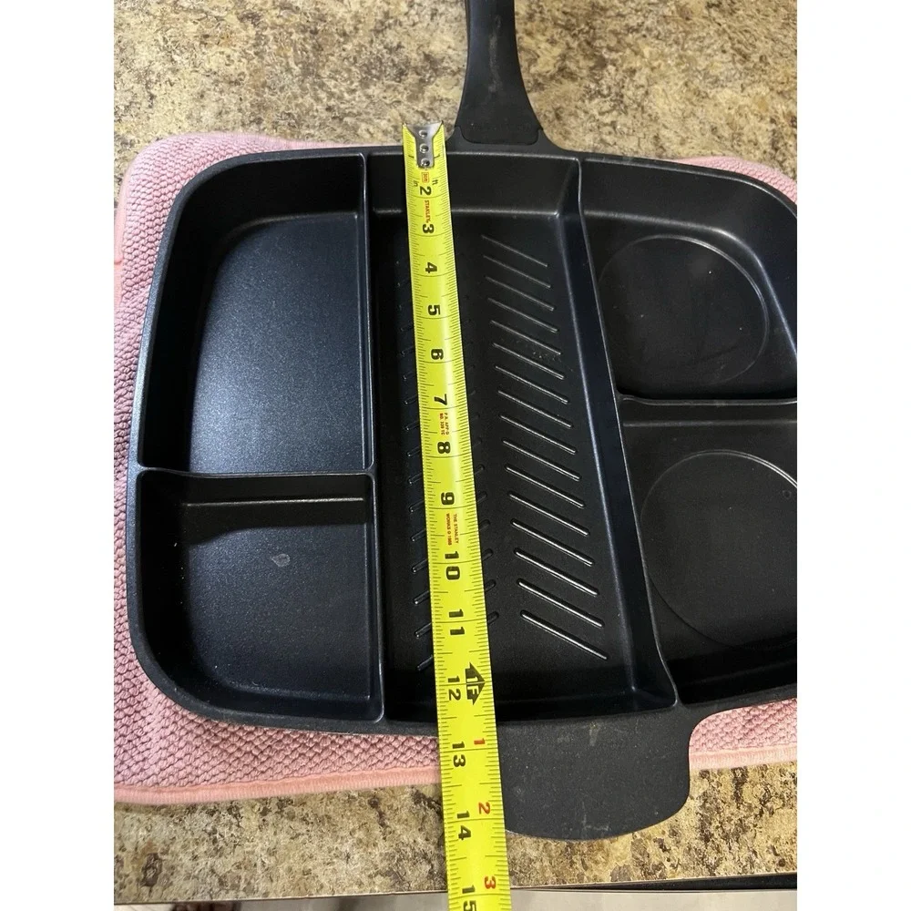 MasterPan Non-Stick Square Aluminum Grill Pan Black, Gas/Electric, 17 in